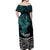 New Zealand Sulphur-crested Cockatoo Off Shoulder Maxi Dress Aotearoa Maori Mix Paua Shell