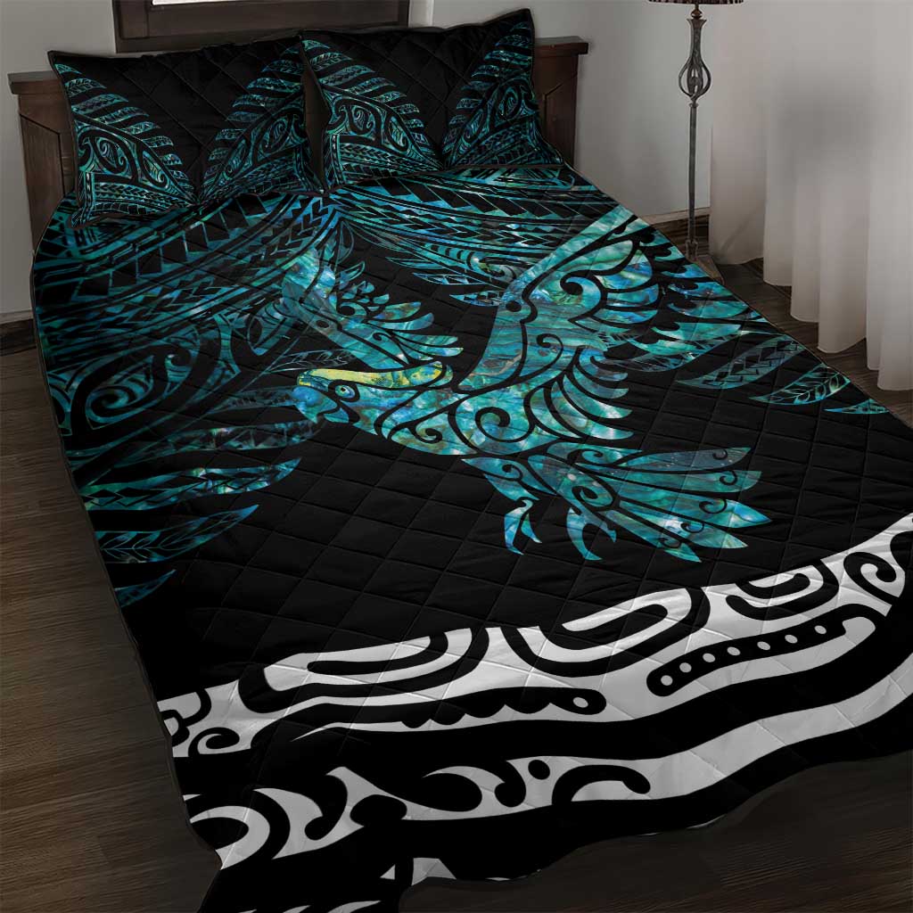 New Zealand Sulphur-crested Cockatoo Quilt Bed Set Aotearoa Maori Mix Paua Shell