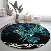 New Zealand Sulphur-crested Cockatoo Round Carpet Aotearoa Maori Mix Paua Shell LT14 - Polynesian Pride