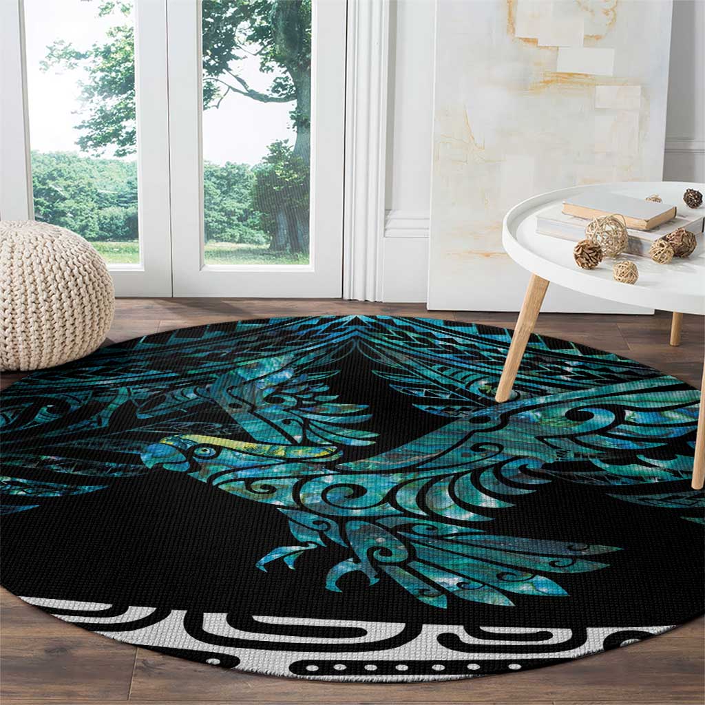 New Zealand Sulphur-crested Cockatoo Round Carpet Aotearoa Maori Mix Paua Shell LT14 - Polynesian Pride