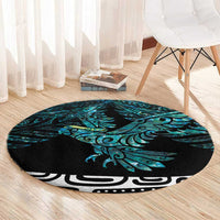 New Zealand Sulphur-crested Cockatoo Round Carpet Aotearoa Maori Mix Paua Shell LT14 - Polynesian Pride