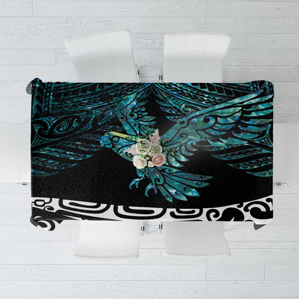 New Zealand Sulphur-crested Cockatoo Tablecloth Aotearoa Maori Mix Paua Shell LT14 Turquoise - Polynesian Pride