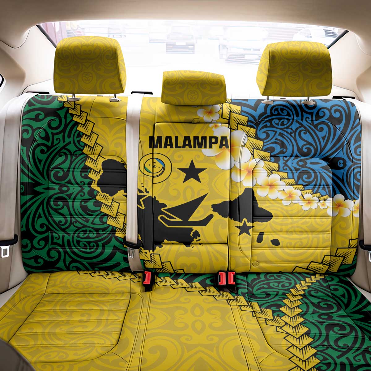 Malampa Province Back Car Seat Cover Vanuatu Map - Plumeria Flag Color LT14 - Polynesian Pride