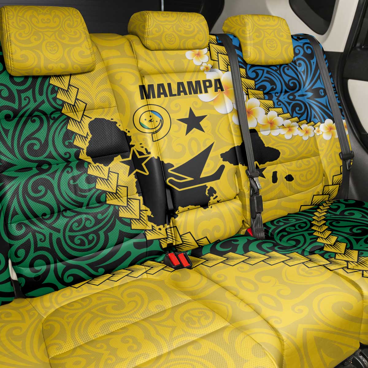 Malampa Province Back Car Seat Cover Vanuatu Map - Plumeria Flag Color LT14 - Polynesian Pride