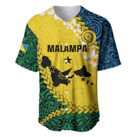 Malampa Province Baseball Jersey Vanuatu Map - Plumeria Flag Color LT14 Yellow - Polynesian Pride