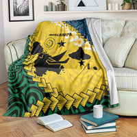 Malampa Province Blanket Vanuatu Map - Plumeria Flag Color LT14 Yellow - Polynesian Pride