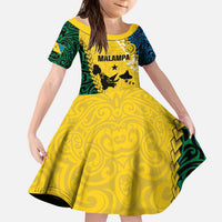 Malampa Province Kid Short Sleeve Dress Vanuatu Map - Plumeria Flag Color LT14 KID Yellow - Polynesian Pride