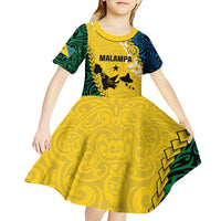 Malampa Province Kid Short Sleeve Dress Vanuatu Map - Plumeria Flag Color LT14 - Polynesian Pride