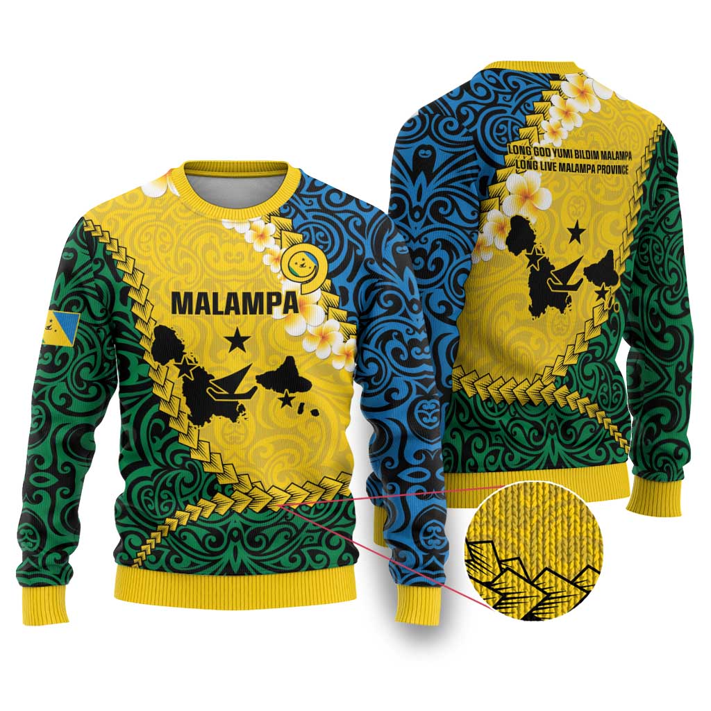 Malampa Province Ugly Christmas Sweater Vanuatu Map - Plumeria Flag Color LT14 Yellow - Polynesian Pride