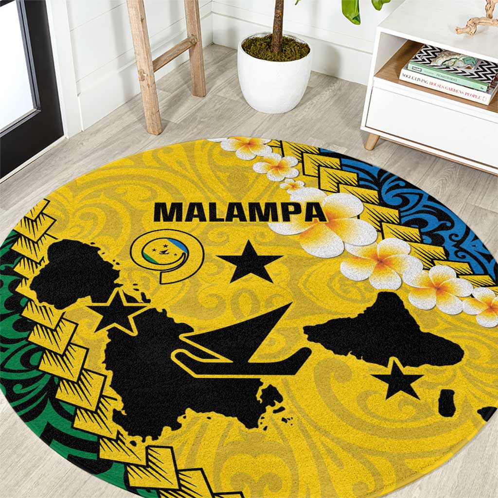 Malampa Province Round Carpet Vanuatu Map - Plumeria Flag Color LT14 Yellow - Polynesian Pride