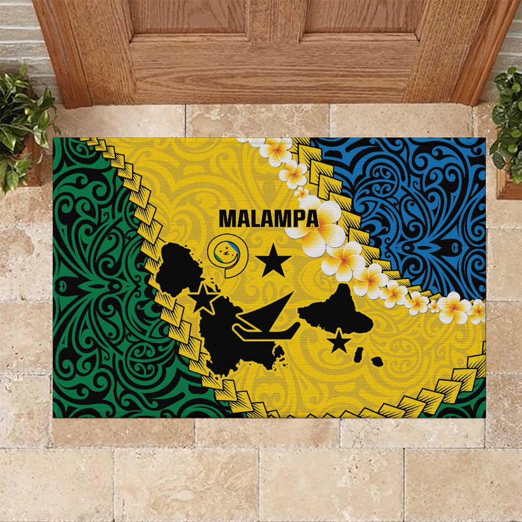 Malampa Province Rubber Doormat Vanuatu Map - Plumeria Flag Color LT14 Yellow - Polynesian Pride