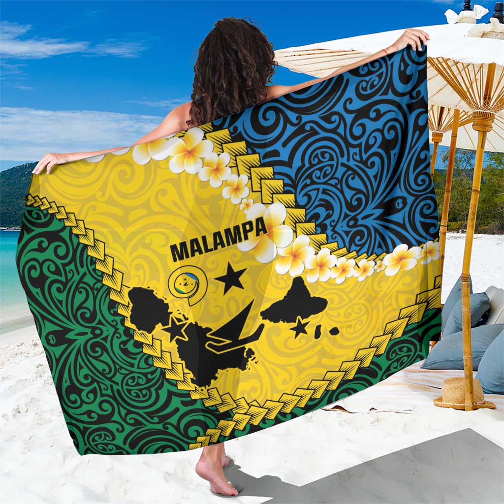 Malampa Province Sarong Vanuatu Map - Plumeria Flag Color LT14 One Size 44 x 66 inches Yellow - Polynesian Pride