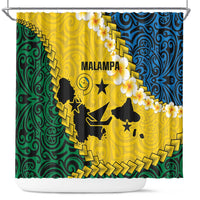 Malampa Province Shower Curtain Vanuatu Map - Plumeria Flag Color LT14 Yellow - Polynesian Pride