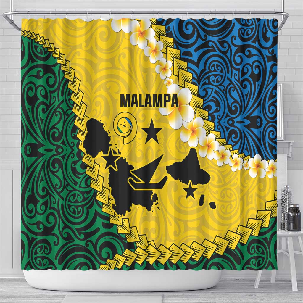 Malampa Province Shower Curtain Vanuatu Map - Plumeria Flag Color LT14 - Polynesian Pride