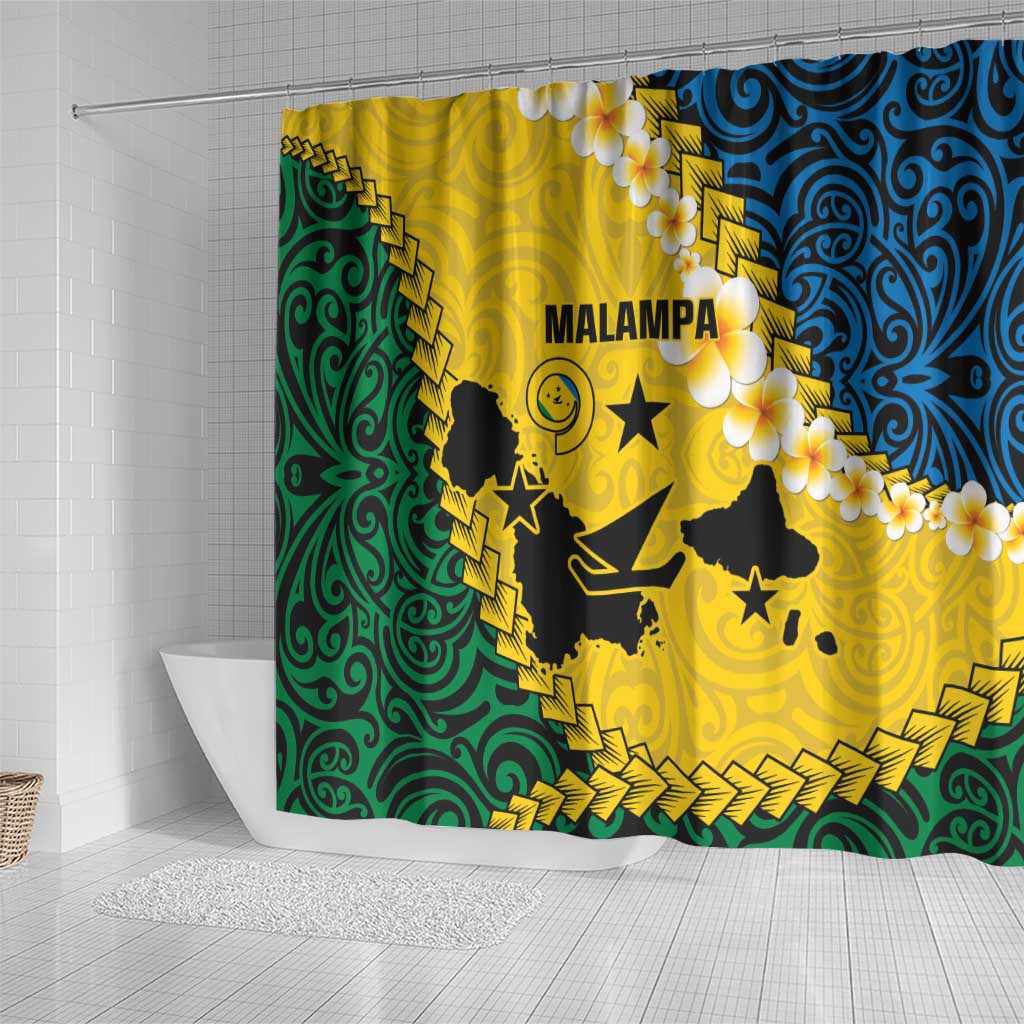 Malampa Province Shower Curtain Vanuatu Map - Plumeria Flag Color LT14 - Polynesian Pride
