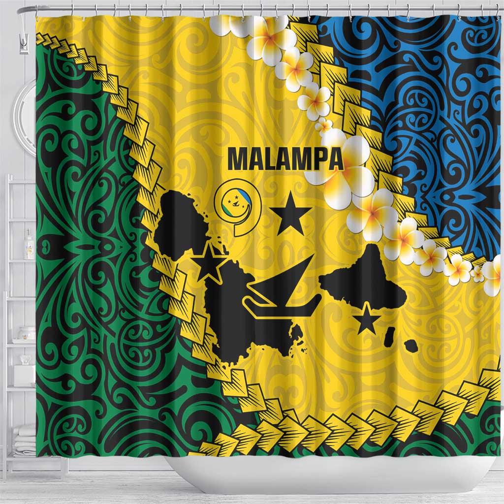 Malampa Province Shower Curtain Vanuatu Map - Plumeria Flag Color LT14 - Polynesian Pride