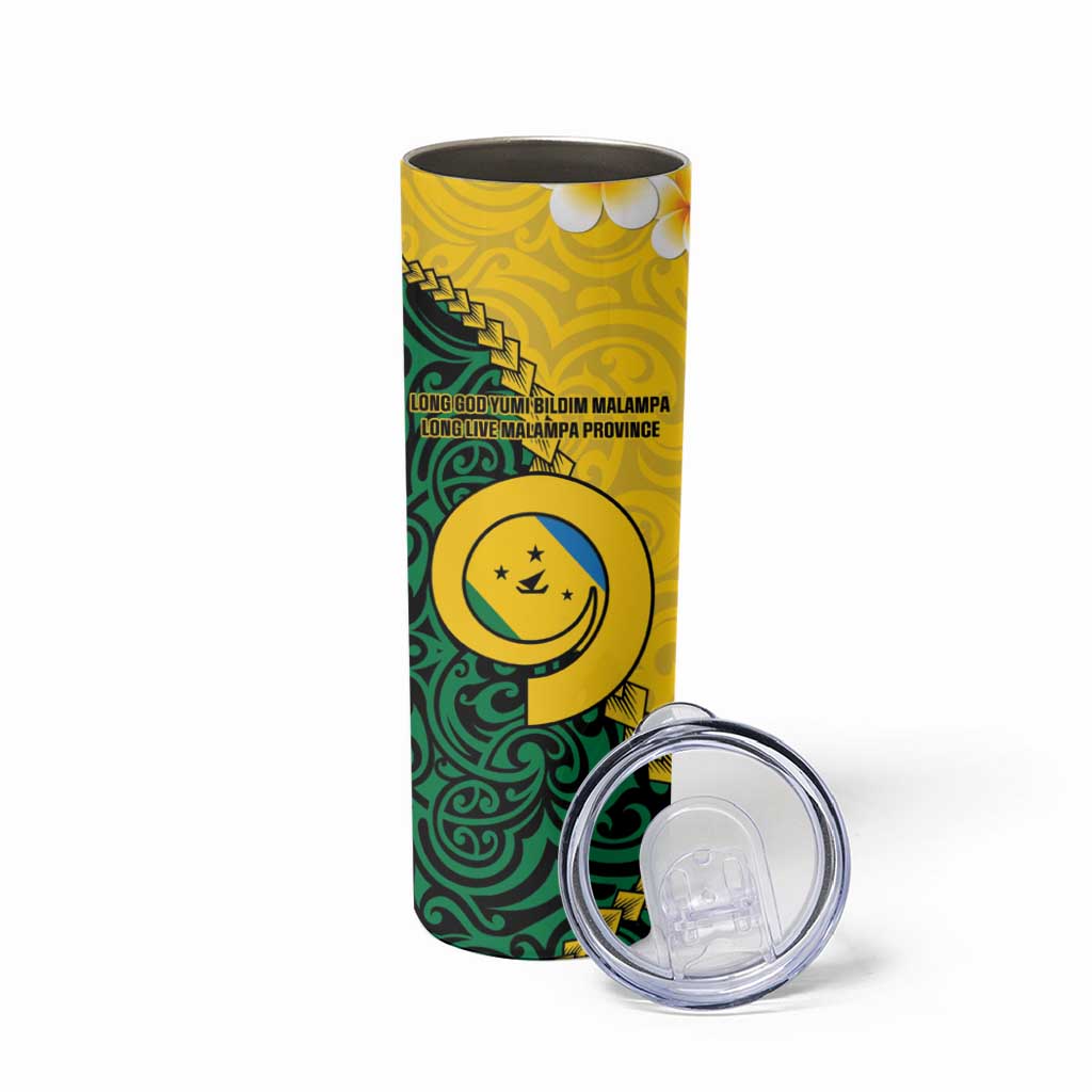 Malampa Province Skinny Tumbler Vanuatu Pattern Map With Plumeria Flag Color LT14 - Polynesian Pride