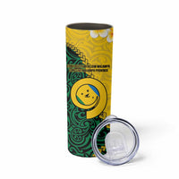 Malampa Province Skinny Tumbler Vanuatu Pattern Map With Plumeria Flag Color LT14 - Polynesian Pride