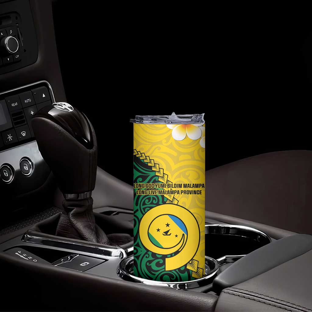 Malampa Province Skinny Tumbler Vanuatu Pattern Map With Plumeria Flag Color LT14 - Polynesian Pride