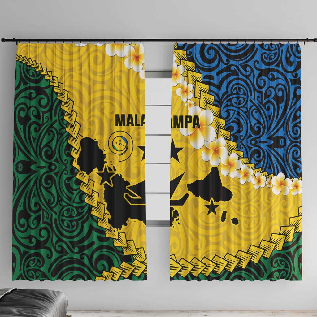Malampa Province Window Curtain Vanuatu Map - Plumeria Flag Color LT14 With Hooks Yellow - Polynesian Pride