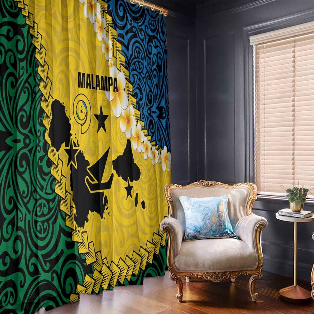 Malampa Province Window Curtain Vanuatu Map - Plumeria Flag Color LT14 - Polynesian Pride