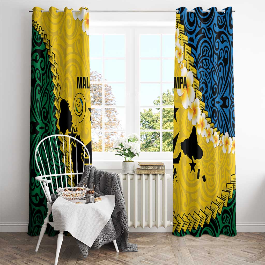 Malampa Province Window Curtain Vanuatu Map - Plumeria Flag Color LT14 - Polynesian Pride