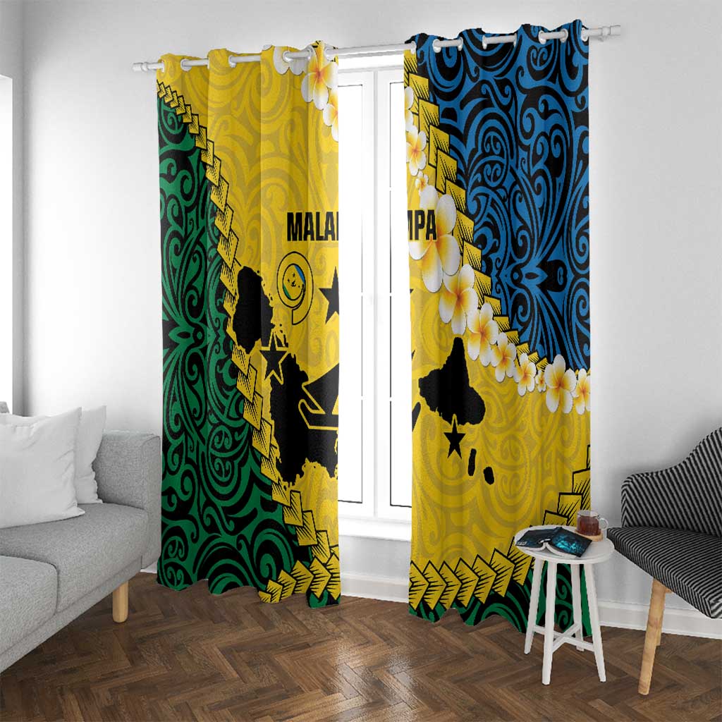 Malampa Province Window Curtain Vanuatu Map - Plumeria Flag Color LT14 With Grommets Yellow - Polynesian Pride
