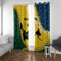 Malampa Province Window Curtain Vanuatu Map - Plumeria Flag Color LT14 With Grommets Yellow - Polynesian Pride