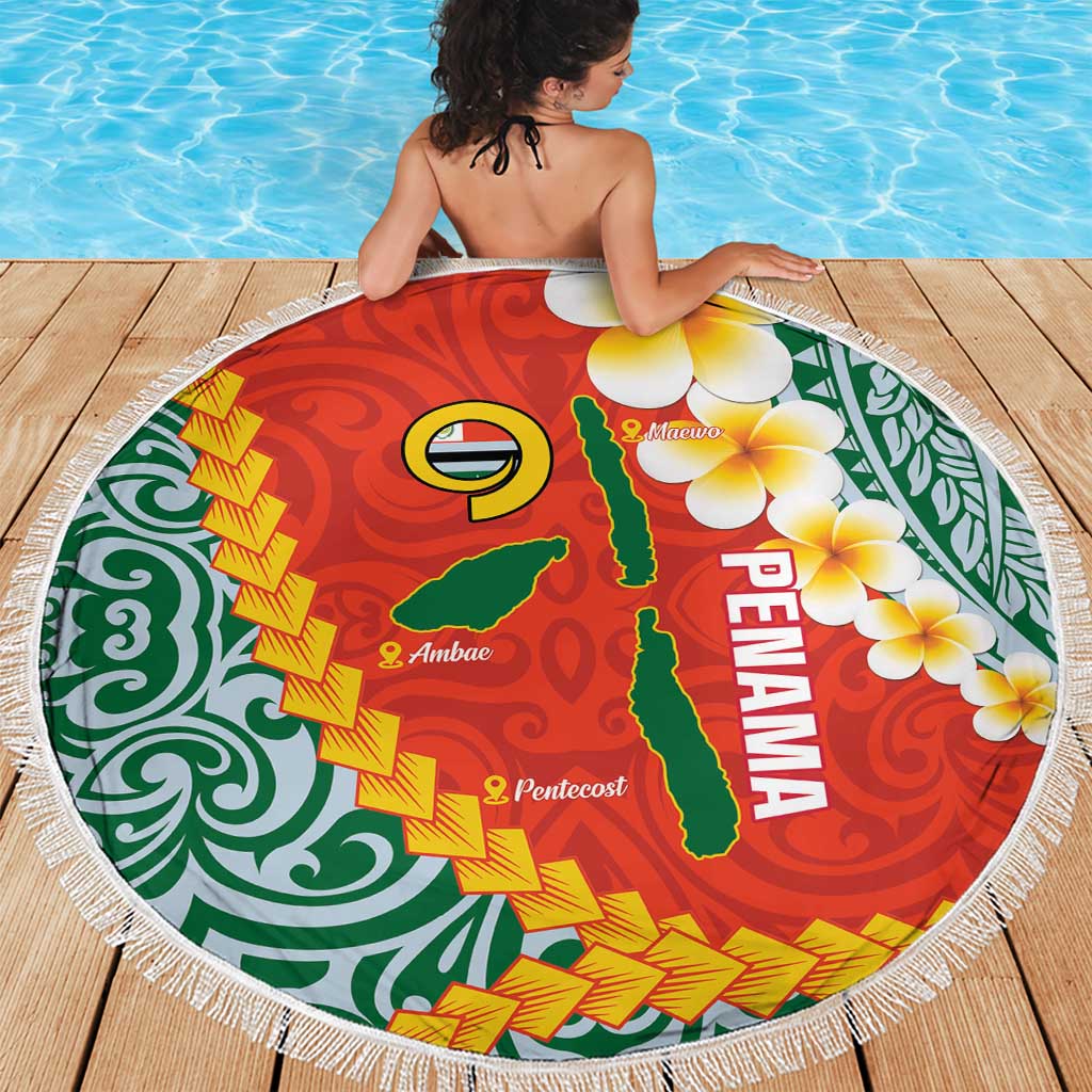 Penama Province Beach Blanket Vanuatu Map - Plumeria Flag Color LT14 - Polynesian Pride