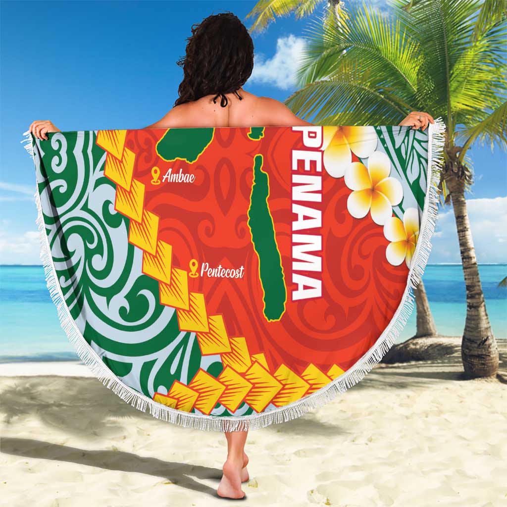 Penama Province Beach Blanket Vanuatu Map - Plumeria Flag Color LT14 - Polynesian Pride