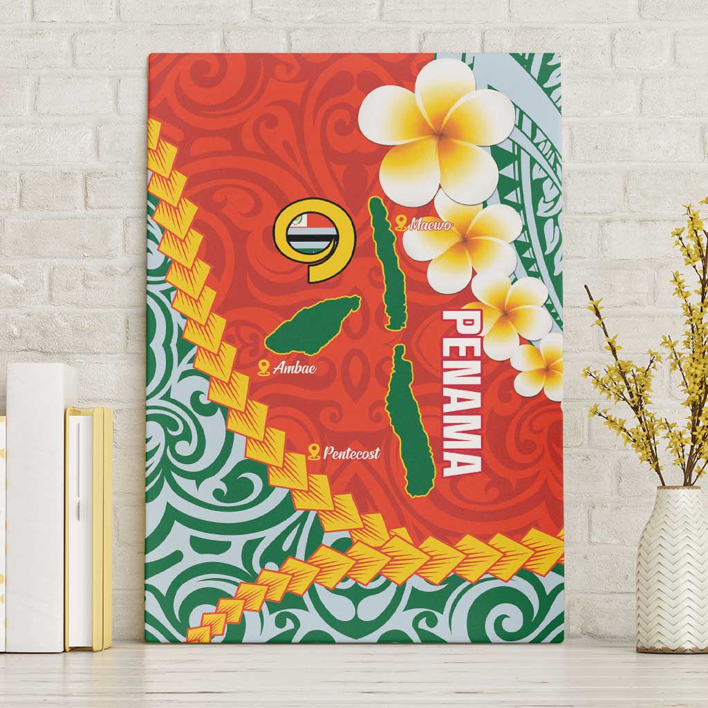 Penama Province Canvas Wall Art Vanuatu Map - Plumeria Flag Color LT14 Without Frame Red - Polynesian Pride