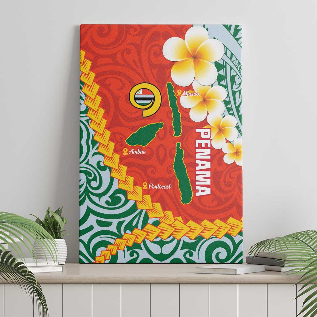 Penama Province Canvas Wall Art Vanuatu Map - Plumeria Flag Color LT14 - Polynesian Pride