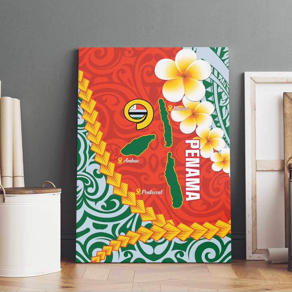 Penama Province Canvas Wall Art Vanuatu Map - Plumeria Flag Color LT14 - Polynesian Pride
