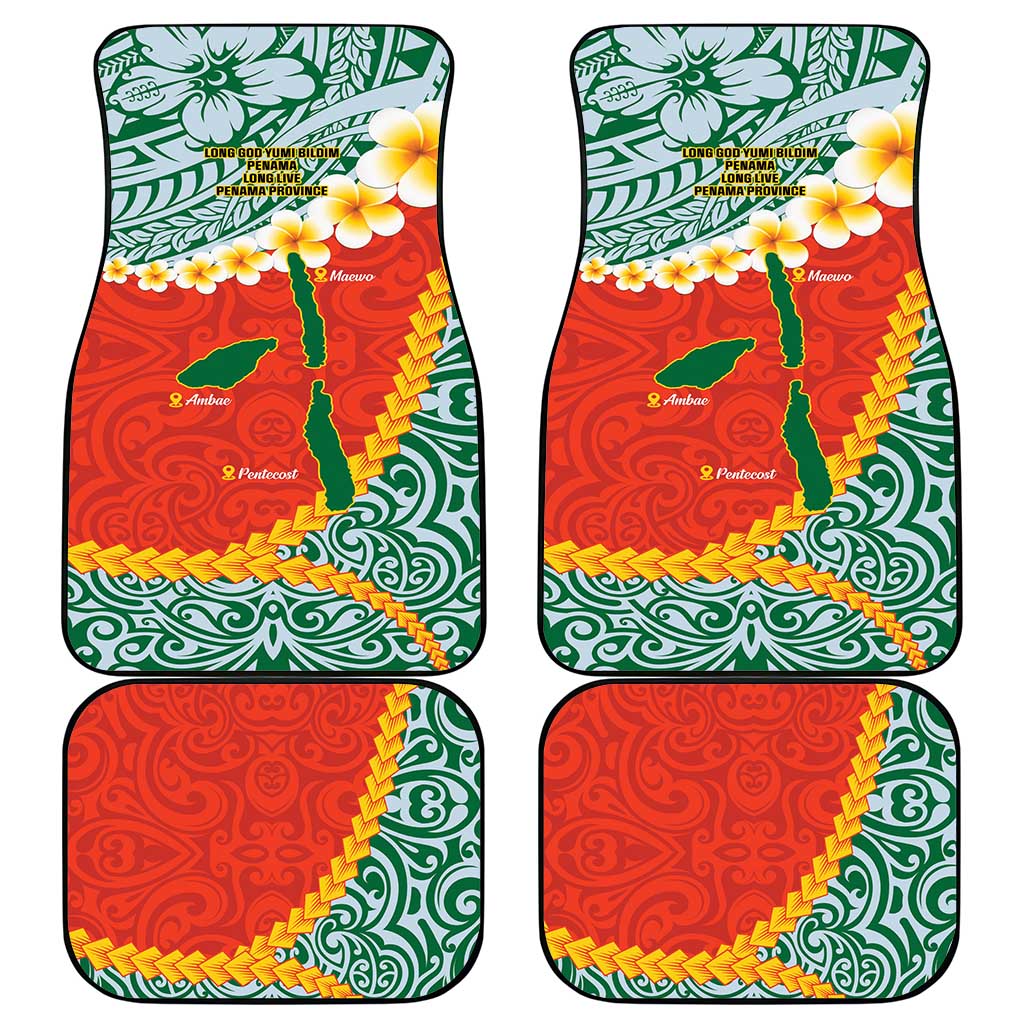 Penama Province Car Mats Vanuatu Map - Plumeria Flag Color LT14 - Polynesian Pride