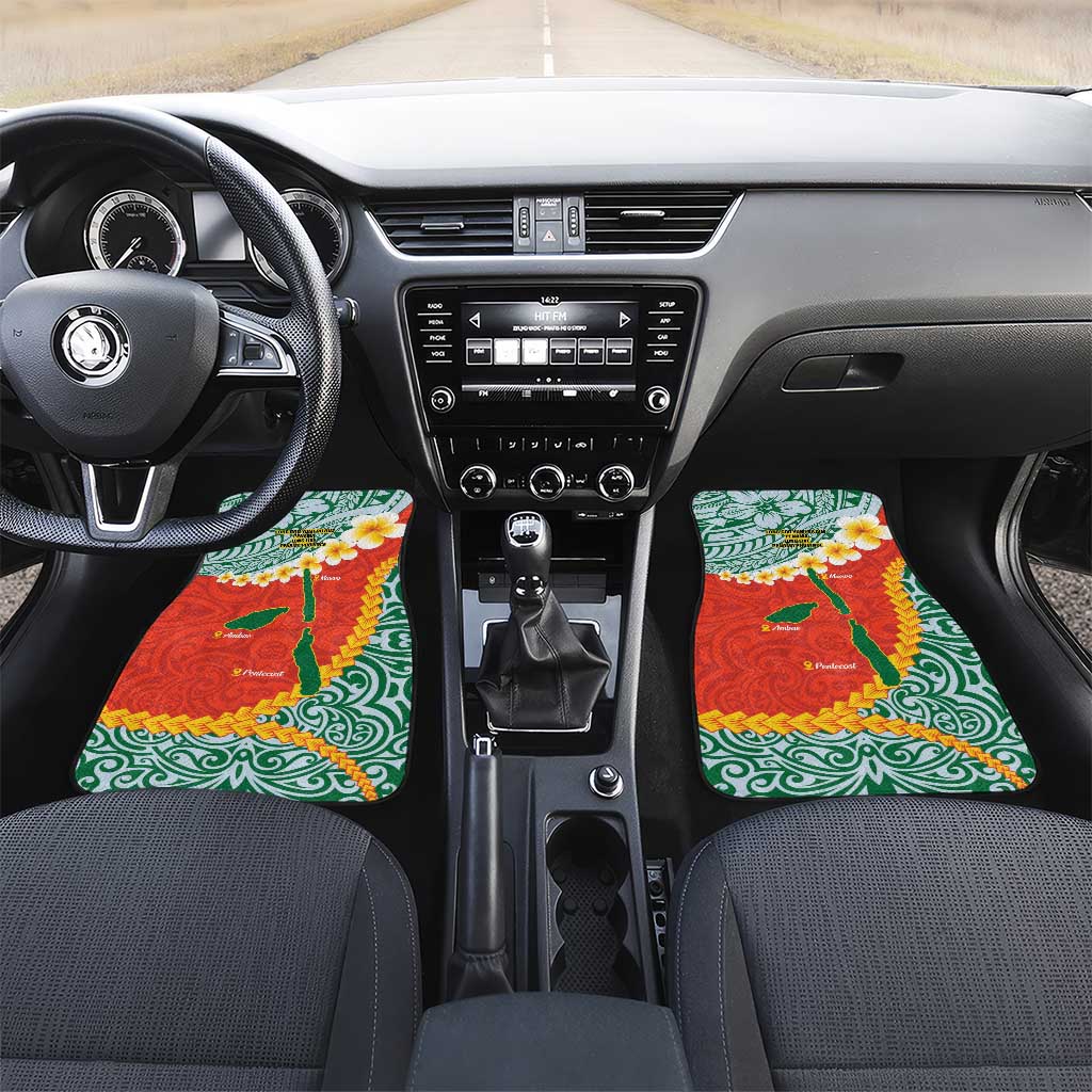 Penama Province Car Mats Vanuatu Map - Plumeria Flag Color LT14 Set 2pcs - Front Red - Polynesian Pride