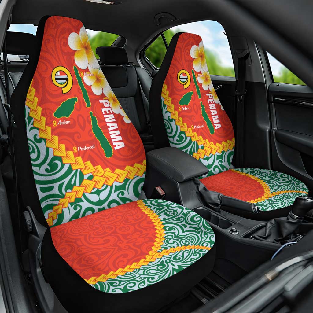 Penama Province Car Seat Cover Vanuatu Map - Plumeria Flag Color LT14 One Size Red - Polynesian Pride