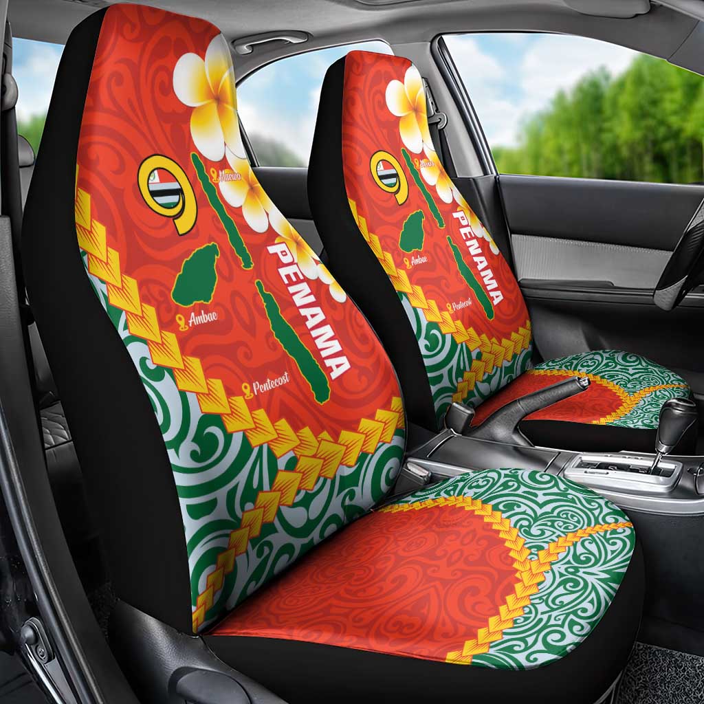 Penama Province Car Seat Cover Vanuatu Map - Plumeria Flag Color LT14 - Polynesian Pride