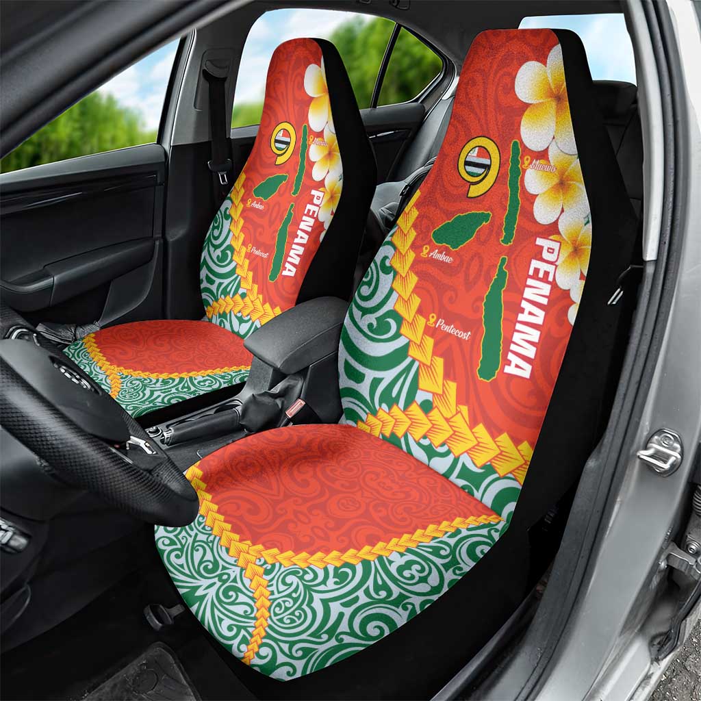 Penama Province Car Seat Cover Vanuatu Map - Plumeria Flag Color LT14 - Polynesian Pride
