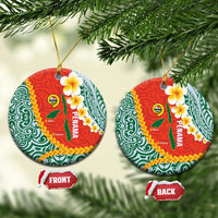 Penama Province Ceramic Ornament Vanuatu Map - Plumeria Flag Color LT14 Circle Red - Polynesian Pride