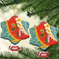 Penama Province Ceramic Ornament Vanuatu Map - Plumeria Flag Color LT14 Snow Flake Red - Polynesian Pride