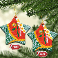 Penama Province Ceramic Ornament Vanuatu Map - Plumeria Flag Color LT14 Star Red - Polynesian Pride