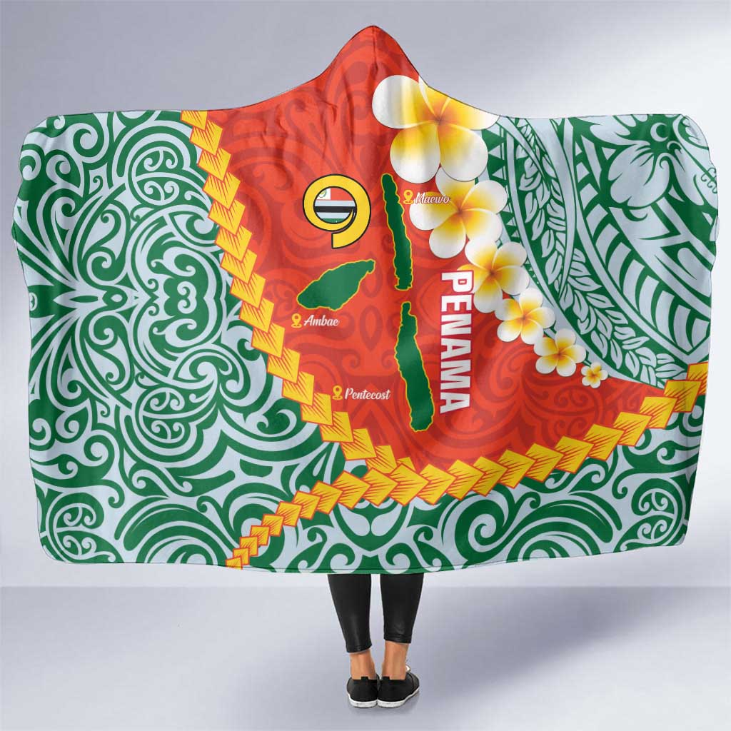 Penama Province Hooded Blanket Vanuatu Map - Plumeria Flag Color LT14 One Size Red - Polynesian Pride