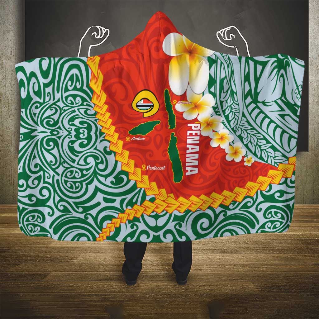 Penama Province Hooded Blanket Vanuatu Map - Plumeria Flag Color LT14 - Polynesian Pride