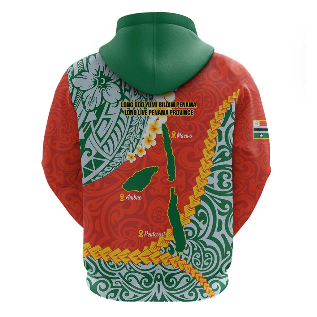 Penama Province Hoodie Vanuatu Map - Plumeria Flag Color LT14 - Polynesian Pride