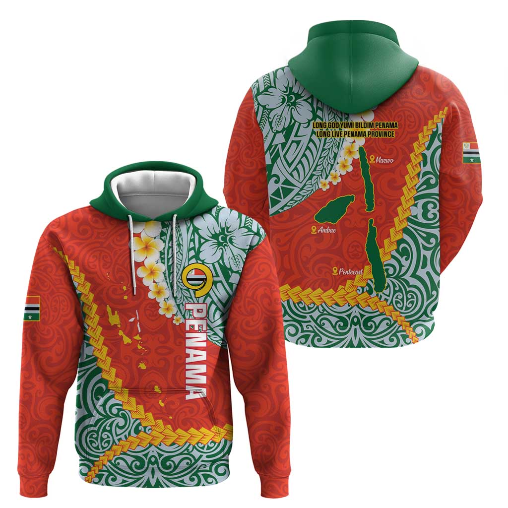 Penama Province Hoodie Vanuatu Map - Plumeria Flag Color LT14 - Polynesian Pride