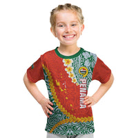 Penama Province Kid T Shirt Vanuatu Map - Plumeria Flag Color LT14 Red - Polynesian Pride