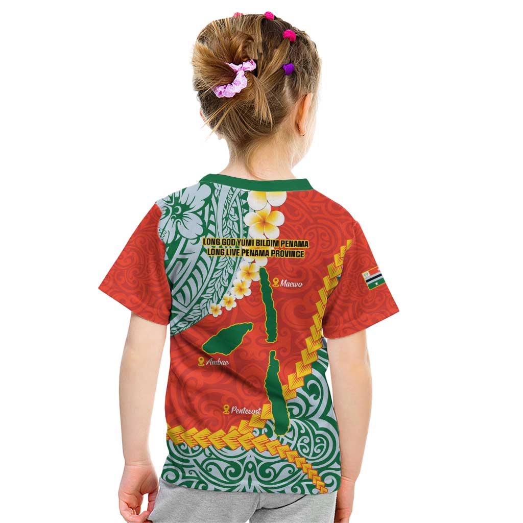 Penama Province Kid T Shirt Vanuatu Map - Plumeria Flag Color LT14 - Polynesian Pride