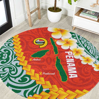 Penama Province Round Carpet Vanuatu Map - Plumeria Flag Color LT14 Red - Polynesian Pride