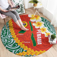 Penama Province Round Carpet Vanuatu Map - Plumeria Flag Color LT14 - Polynesian Pride