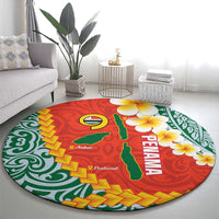 Penama Province Round Carpet Vanuatu Map - Plumeria Flag Color LT14 - Polynesian Pride